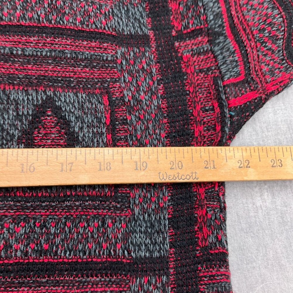 Todays News Sweater Men Large 42 Red Gray Black‎ Diamond Acrylic 80s 90s VTG - Picture 6 of 11